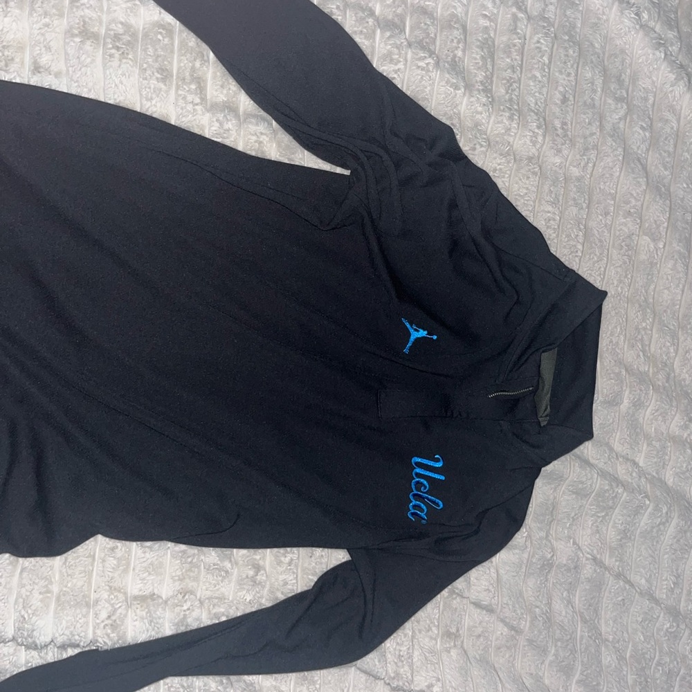 Nike Jordan UCLA Bruin 1/4 Zip Long Sleeve Poly Black Sweatshirt Men's L NWT